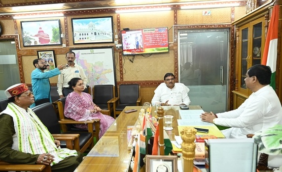 FM Pranajit Singha Roy holds meeting with AMC Mayor Dipak Majumder in Agartala.